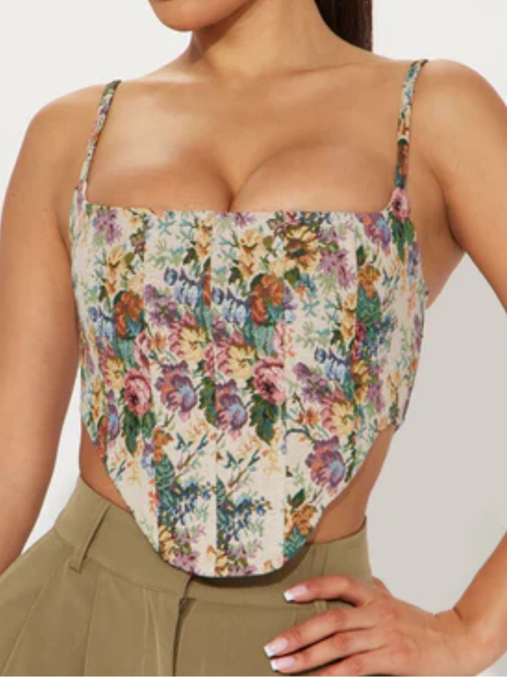 Fashion Nova Floral Corset Crop Top - Multi Floral